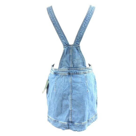 Wild Fable Overall Mini Dress Denim Pockets Full Zip Distressed Edge Blue Size S - Picture 3 of 6